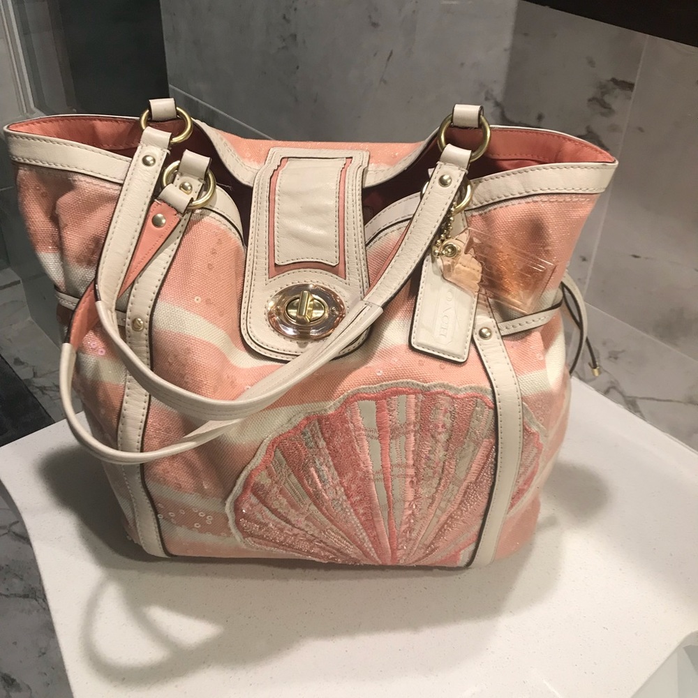 Coach summer bag - fabric and leather